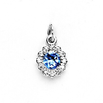 Zlatý přívěsek, bílé i žluté zlato , přírodní topaz swiss a čiré zirkony - P 1495