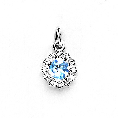 Zlatý přívěsek, bílé i žluté zlato , přírodní topaz sky a čiré zirkony - P 1495