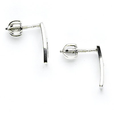 Zlaté náušnice, čiré zirkony, bílé zlato, VE 27