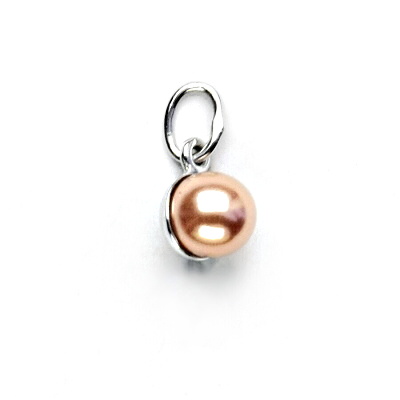 Stříbrný přívěsek, umělá oranžovo-lososová perla, P 1183