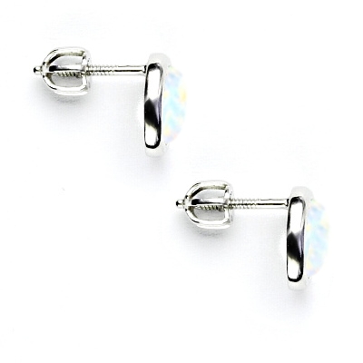 Stříbrné náušnice, syntetický bílý opál - NŠ 1354