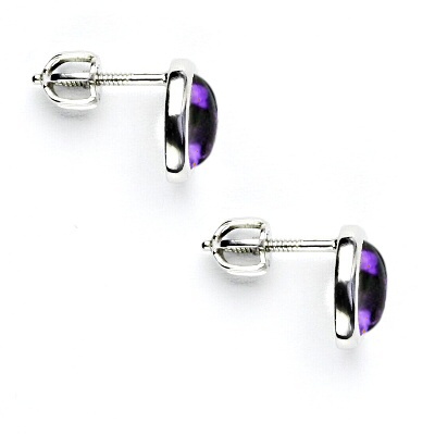 Stříbrné náušnice, přírodní ametyst tmavý - NŠ 1354