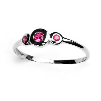 Sada zlatých šperků 1122 - NK, P, T/zirkony rubín, bílé zlato