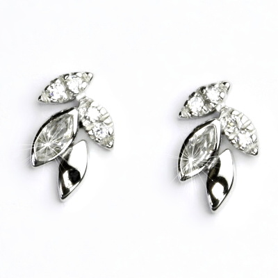 Sada zlatých šperků VE 87, VP 90, VR 10, čiré zirkony, bílé zlato