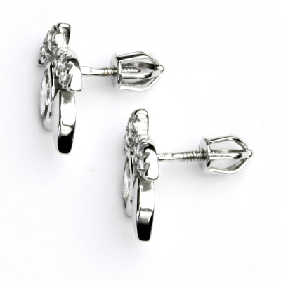 Sada zlatých šperků VE 87, VP 90, VR 10, čiré zirkony, bílé zlato