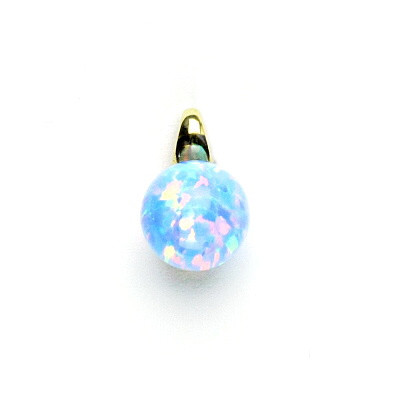 Zlatý přívěsek, žluté zlato , synt. světle modrý opál - P 1104 /8 mm