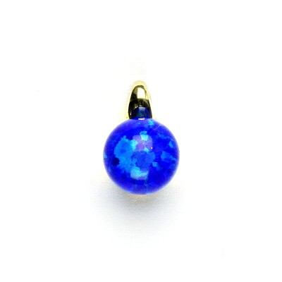 Zlatý přívěsek, žluté zlato ,synt. tmavě modrý opál - P 1104 /8 mm