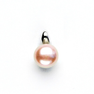 Zlatý přívěsek, bílé zlato ,přírodní lososová perla - P 1104 /8 mm