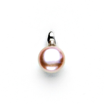 Zlatý přívěsek, bílé zlato , přírodní růžová perla - P 1104 /8 mm
