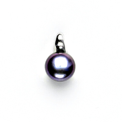 Zlatý přívěsek, bílé zlato ,přírodní černá perla - P 1104 /7 mm