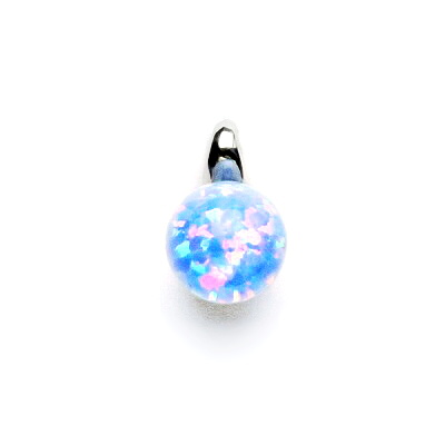 Zlatý přívěsek, bílé zlato ,synt. světle modrý opál - P 1104 /8 mm