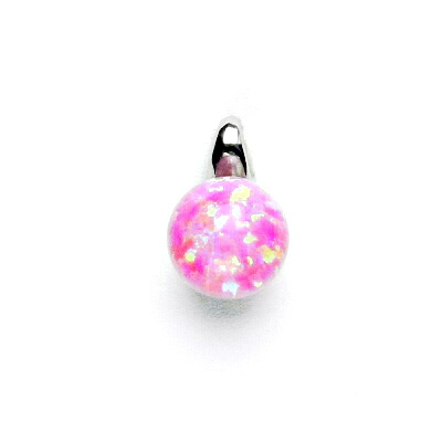 Zlatý přívěsek, bílé zlato ,synt. růžový opál - P 1104 /8 mm