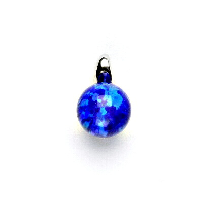 Zlatý přívěsek, bílé zlato ,synt. tmavě modrý opál - P 1104 /8mm