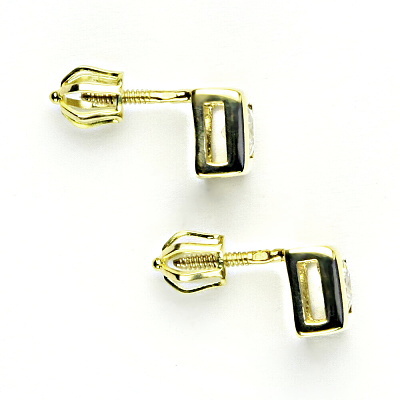 Zlaté náušnice, čiré zirkony - čtverce, žluté zlato, NŠ 1030