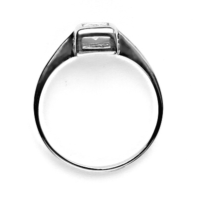 Zlatý prsten, čtverec - čirý zirkon, bílé zlato, T 1030