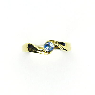 Zlatý prsten se zirkonem akvamarin, žluté zlato, T 1026