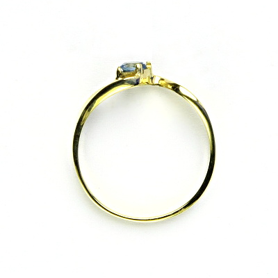 Zlatý prsten se zirkonem akvamarin, žluté zlato, T 1026