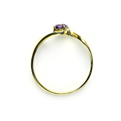 Zlatý prsten se zirkonem ametyst, žluté zlato, T 1026