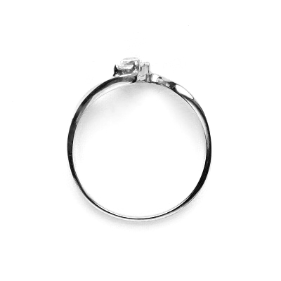 Zlatý prsten s čirým zirkonem, bílé zlato, T 1026