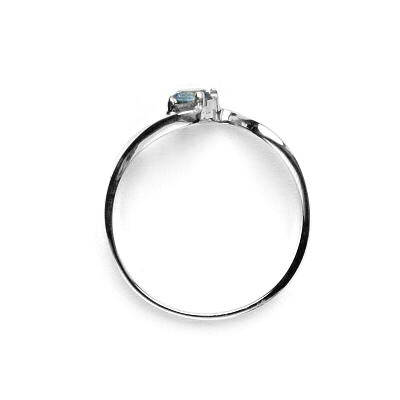 Zlatý prsten se zirkonem akvamarin, bílé zlato, T 1026