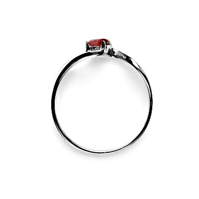 Zlatý prsten se zirkonem rubín, bílé zlato, T 1026