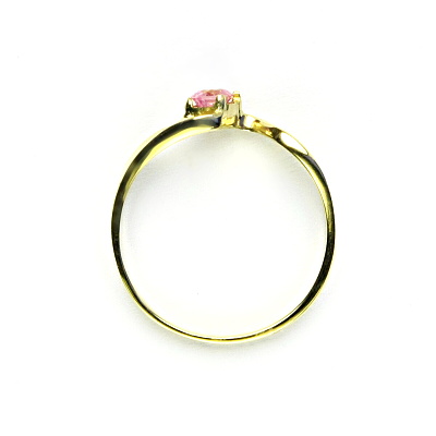 Zlatý prsten s růžovým zirkonem, žluté zlato, T 1026