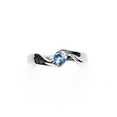 Stříbrný prsten se zirkonem akvamarin, T 1026