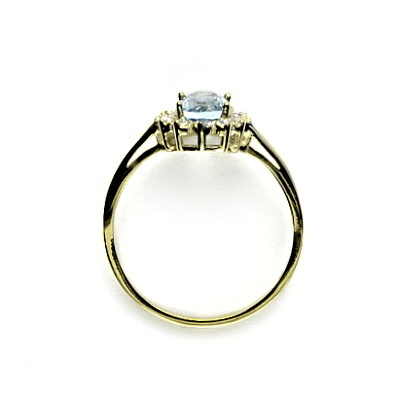 Zlatý prsten s diamanty, přírodní akvamarín, žluté zlato - VR 247