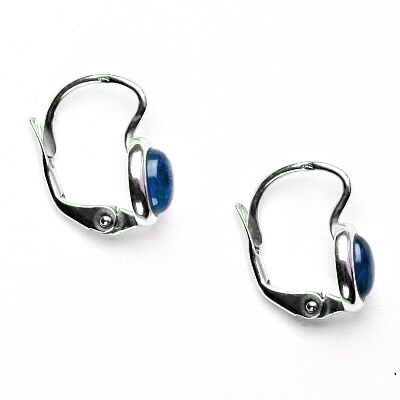 Zlaté náušnice, přírodní safír 6x4, bílé zlato, NK 1353