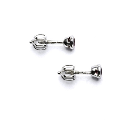 Zlaté náušnice, zirkony rubín, bílé zlato, VE 80