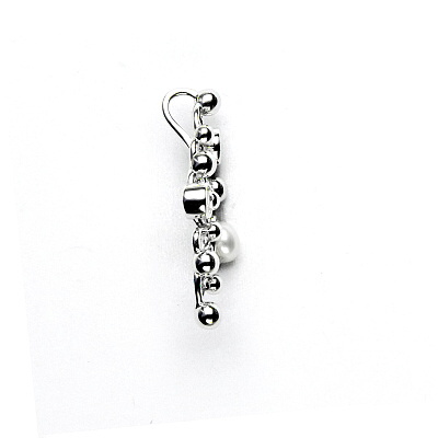 Stříbrný přvěsek, čiré zirkony, přírodní bílá perla 4,5 mm