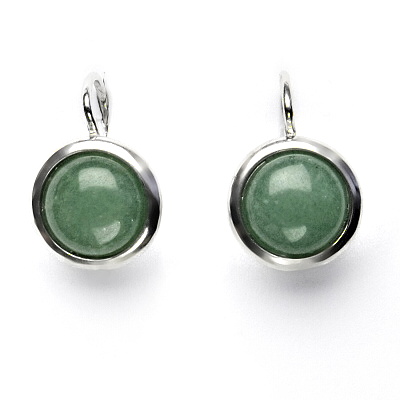 Zlaté náušnice, bílé i žluté zlato , přírodní kámen Avanturin  - NK 1452