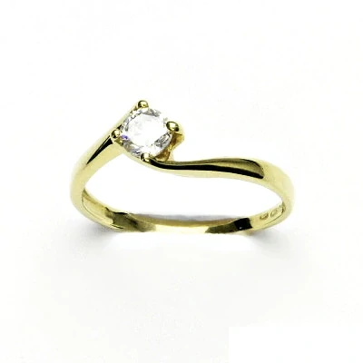 Zlatý prsten s diamantem 0,22 ct, žluté zlato, VR 282