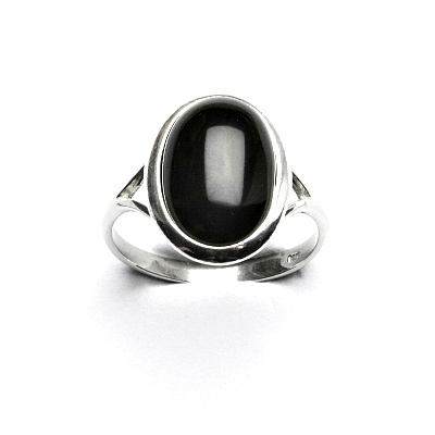 Stříbrný prsten , přírodní kámen černý achát onyx - T 1454 m