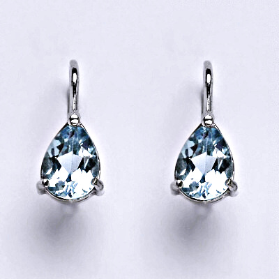 Zlaté náušnice, bílé i žluté zlato, přírodní Topaz sky 8x6 mm , NK 1361