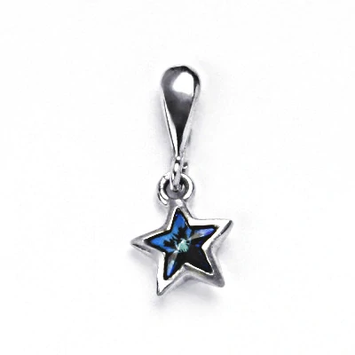 Zlatý přívěsek hvězdička, bílé i žluté zlato, Swarovski krystal bermuda blue - P 1326/22