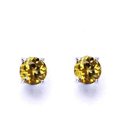 Zlaté náušnice, bílé i žluté zlato , přírodní citrín 8 mm - NŠ 1357