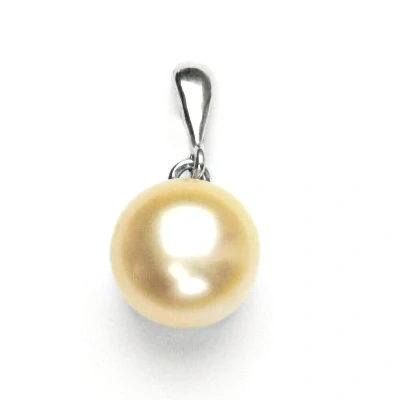 Zlatý přívěsek, přírodní říční perla lososová 12 mm ,bílé i žluté zlato - P 1299/22