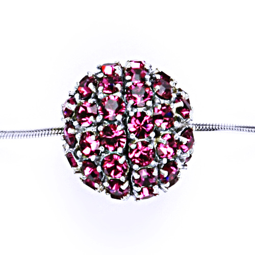 Koule se Swarovski krystalem celo stříbrná 16,5 mm fuchsie