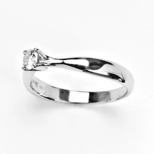 Zlatý prsten s briliantem (diamantem),zásnubní, bílé i žluté zlato 14kt, 2,30g - VR 117