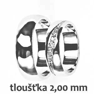 Snubní prsteny na zakázku žluté i bílé zlato, půlkulatý profil 2 mm