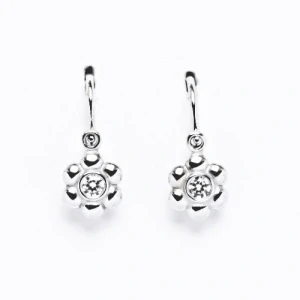 Zlaté dětské náušnice kytičky, bílé zlato ,čirý zirkon - VE 213