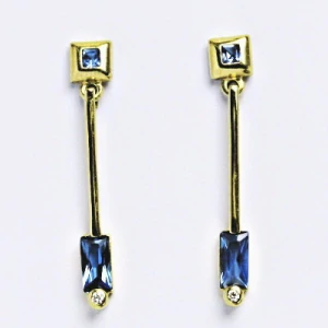 Zlaté náušnice, žluté zlato , zirkon akvamarin - 1531 poslední pár