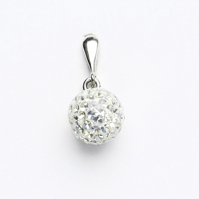 Stříbrný přívěsek, kulička s krystaly Crystal 10 mm, P 1298
