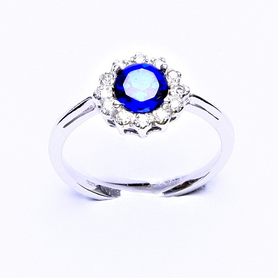 Stříbrný prsten, zirkon spinel, čiré zirkony, T 1495