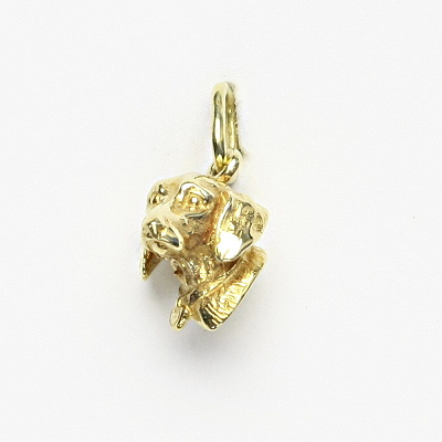 Zlatý přívěsek, žluté i bílé zlato, jezevčík, P 337