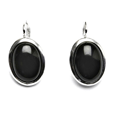 Stříbrné náušnice ,onyx  přírodní černý achát - NK 1454