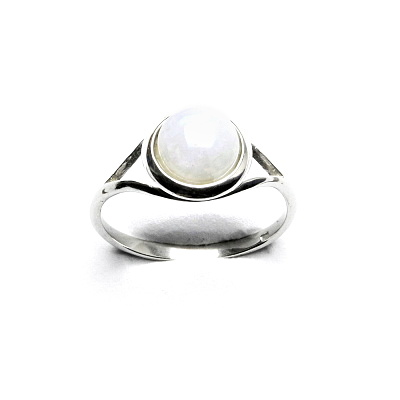 Stříbrný prsten, přírodní měsíční kámen 8 mm, T 1503