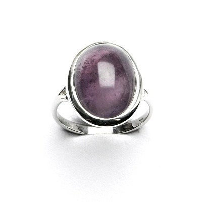 Stříbrný prsten, přírodní ametyst, 16 x 12 mm, T 1455