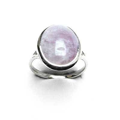 Stříbrný prsten, přírodní ametyst světlý, 16 x 12 mm, T 1455
